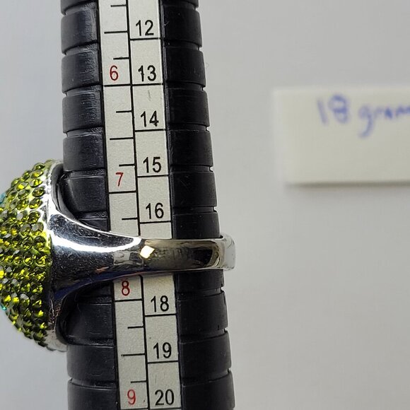 Aqua Green Rhinestone Ring SIZE 8 -Other sizes available - Picture 4 of 14